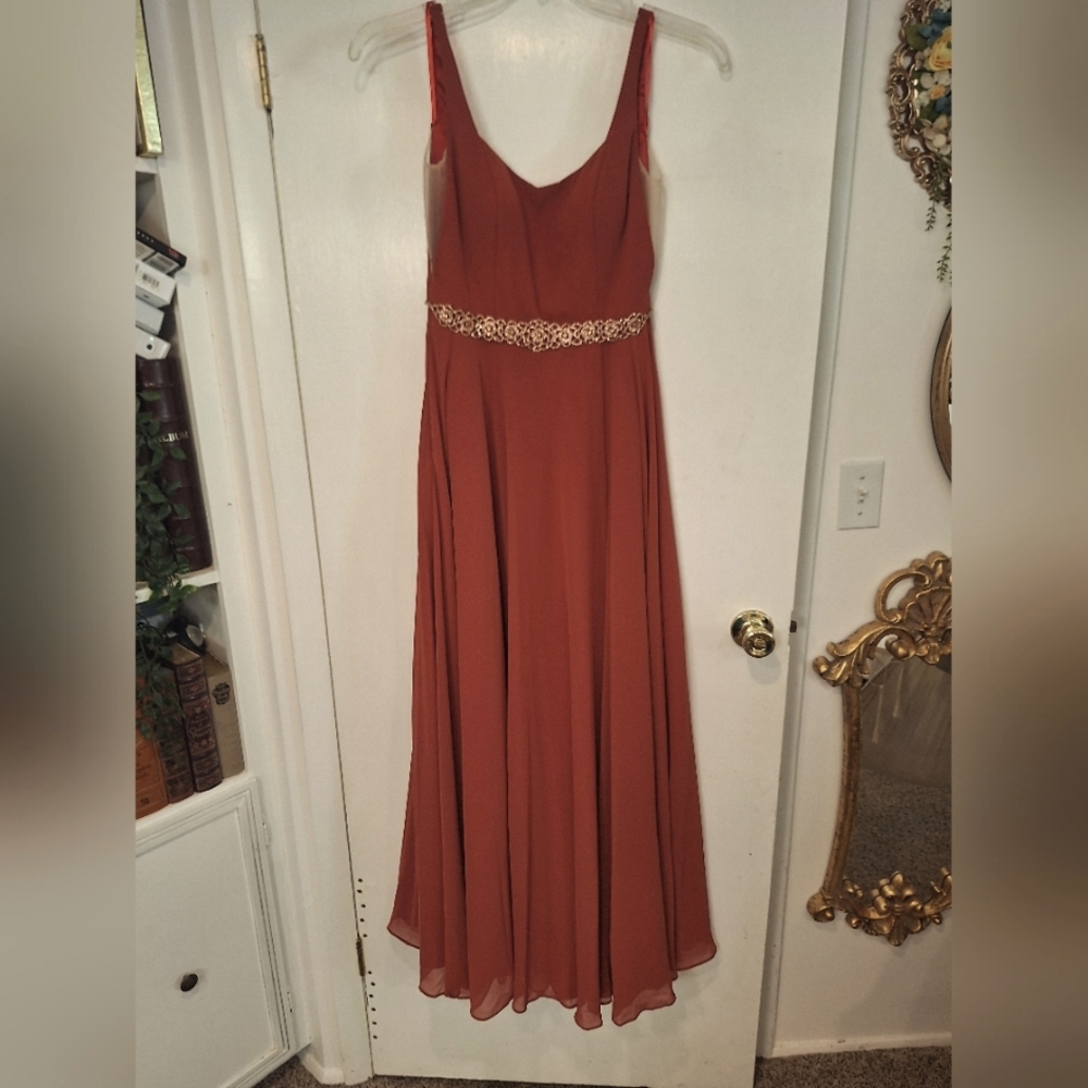 Burnt Orange Flowy Dress by Amelia Couture, size 8